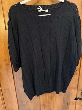 Grace Karin Black Eyelet Knit Pullover